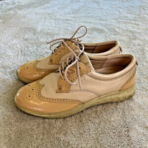 Ecco Brogue Longwing Hydromax Golf Shoes Sneakers Womens 6 US Rose Gold Leather